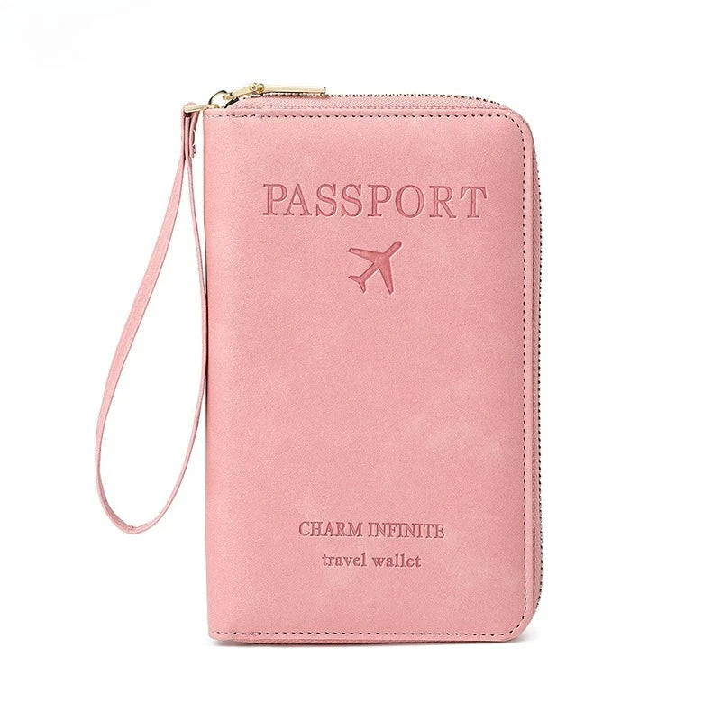 Travel Wallet Passport Holder Ticket Holder, Credit Card Case, Multi-functional Zippered Wallet with Wrist Strap