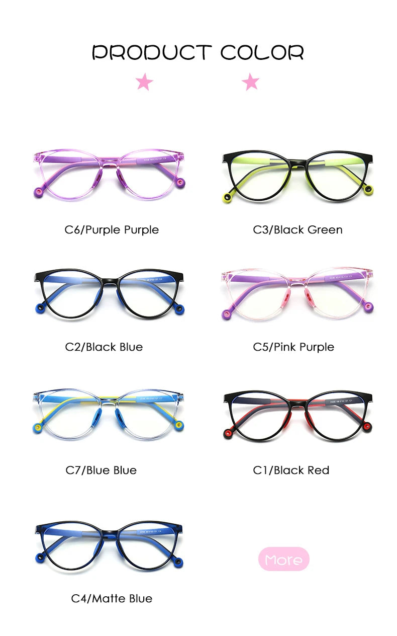 Blue Light Blocking Glasses for Kids Computer Glasses TR90 Frame Clear Lens Girl Boy Video Gaming Children Safety Eyewear