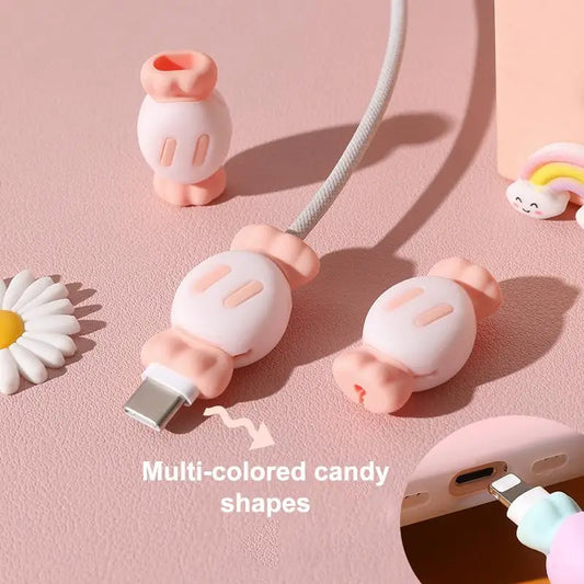 Travel Cable Organizer & Protector - Silicone Case with Integrated Cable Storage, Cute Styles, and Protected in Bag or Pocket