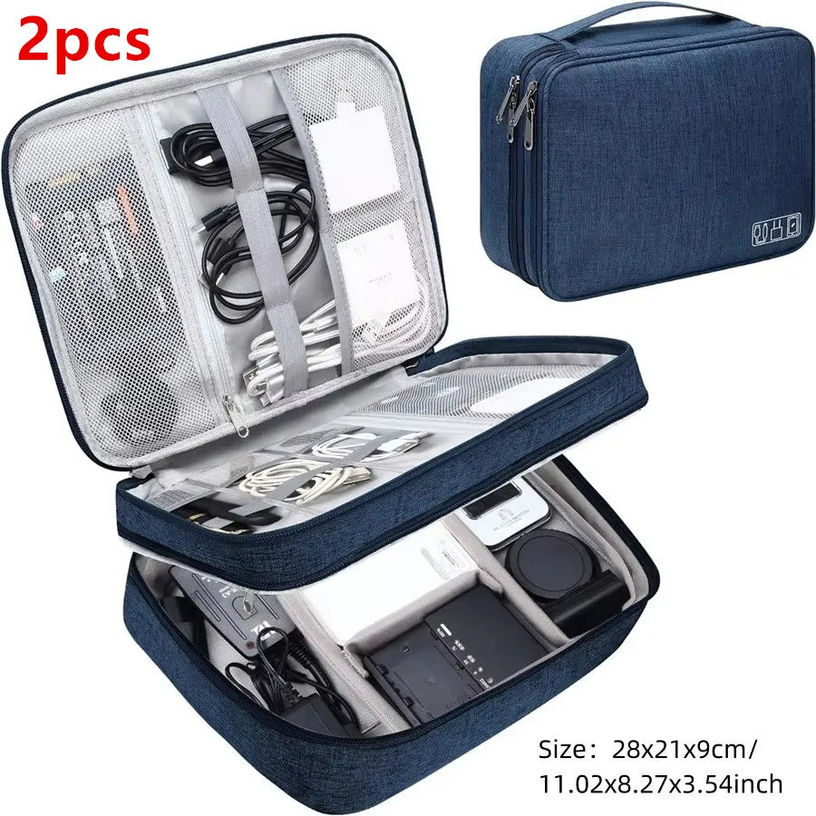 Portable Digital Storage Bag USB Gadget Waterproof Cable Organizer Pouch Electronics Devices Accessories Pack Supplies