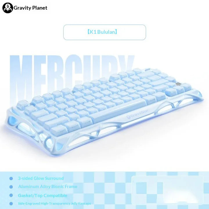 Gravastar K1 Mechanical Keyboard Bluetooth Wireless Aluminium Alloy Tri-Mode RGB Light E-sports Gaming Keyboard PC Accessories