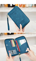 Travel Wallet Passport Holder Ticket Holder, Credit Card Case, Multi-functional Zippered Wallet with Wrist Strap