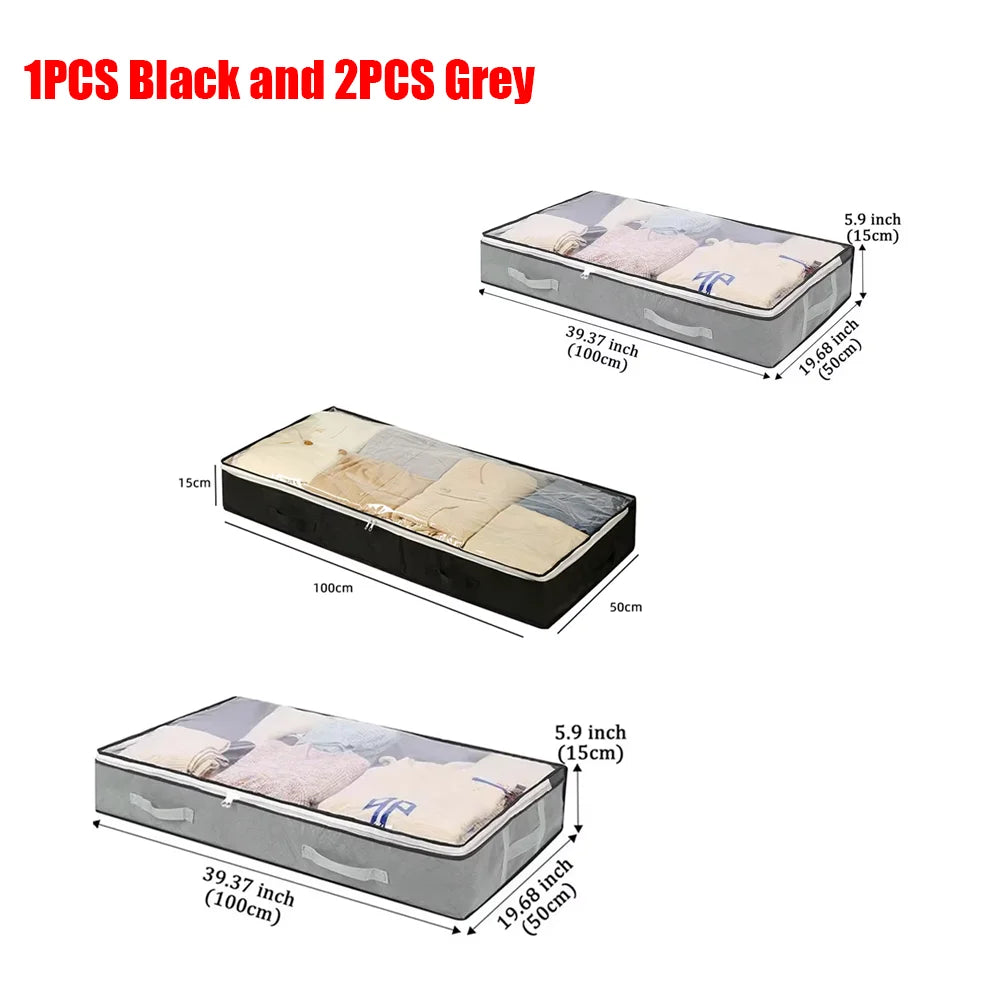 1pc/2pcs/3pcs Dustproof Under Bed Storage Box with Reinforced Handles for Comforter Blanket  Pillow and Toys Bedroom Accessories