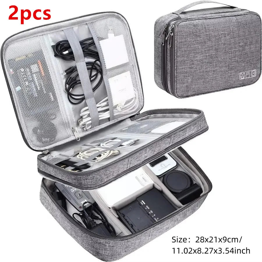 Portable Digital Storage Bag USB Gadget Waterproof Cable Organizer Pouch Electronics Devices Accessories Pack Supplies