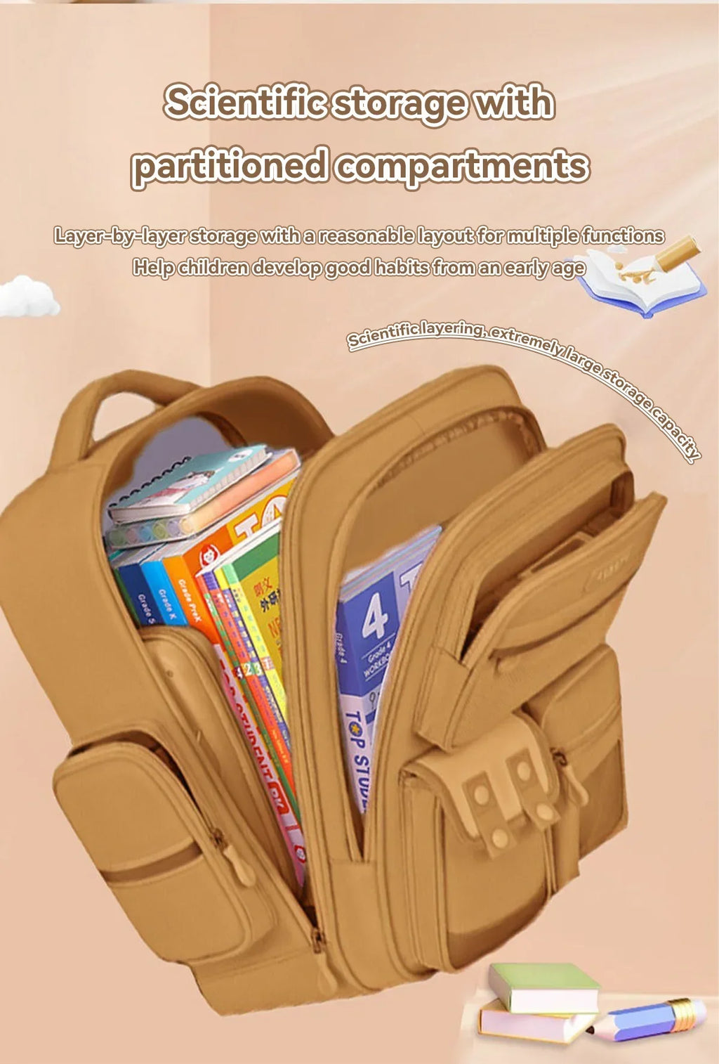 Capybara School Bag Waterproof Backpack Large Capacity Alleviate Burden Protecting Spine Widen Straps Backpack for Students Gift