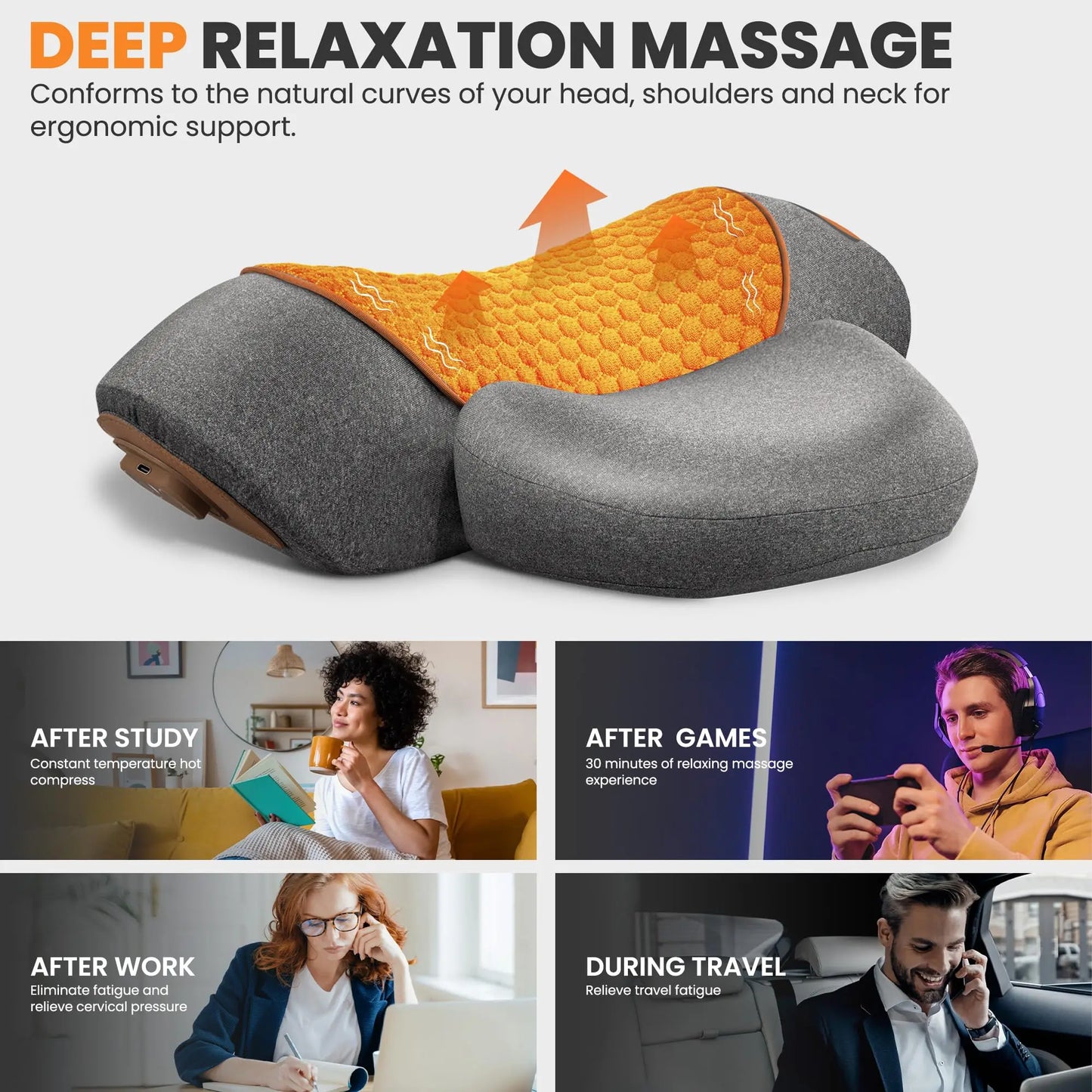 Neck Massage Pillow Heating Vibration Neck Massage Protect Cervical Spine Help Solve Sleep Problems