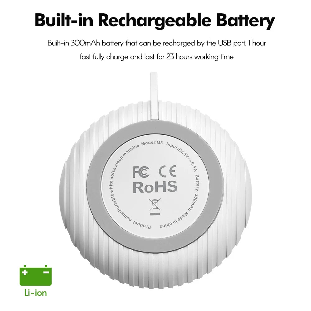 White Noise Machine 10/12 Sounds USB Rechargeable Portable Sleep Machine for Baby Adult Elder Timer Volume Sleeping & Relaxation