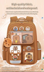 Capybara School Bag Waterproof Backpack Large Capacity Alleviate Burden Protecting Spine Widen Straps Backpack for Students Gift