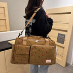 Corduroy Travel Tote Bag Large Capacity Carry On Travel Bag With Shoe Compartment Sports Fitness Bags For Women Duffle Bags