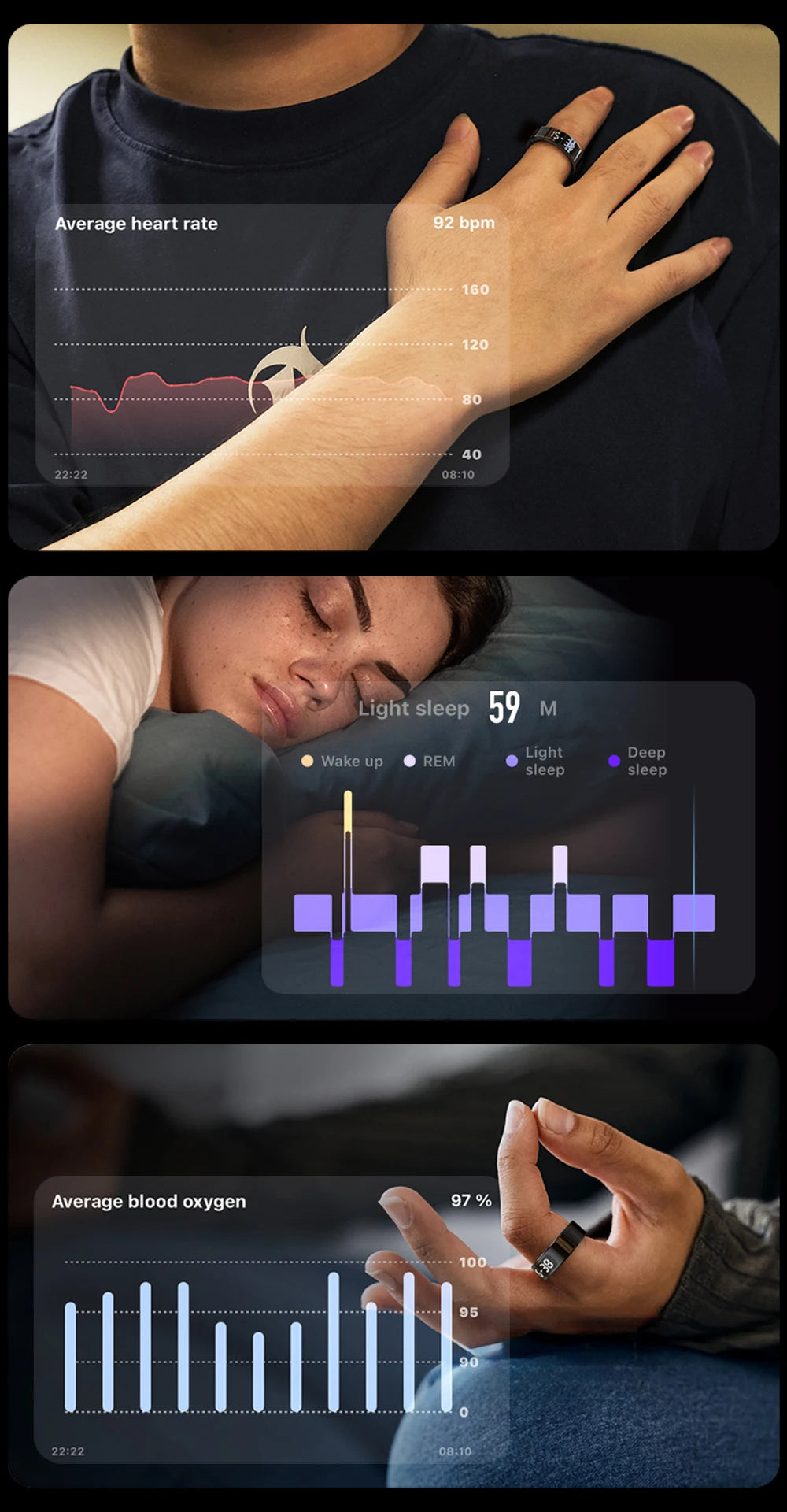 2025 COLMI R12 Smart Ring with Display Screen and Touch, Wireless Charging, Health Manager, 5 ATM Waterproof For Men Women