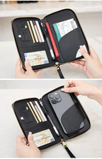 Travel Wallet Passport Holder Ticket Holder, Credit Card Case, Multi-functional Zippered Wallet with Wrist Strap