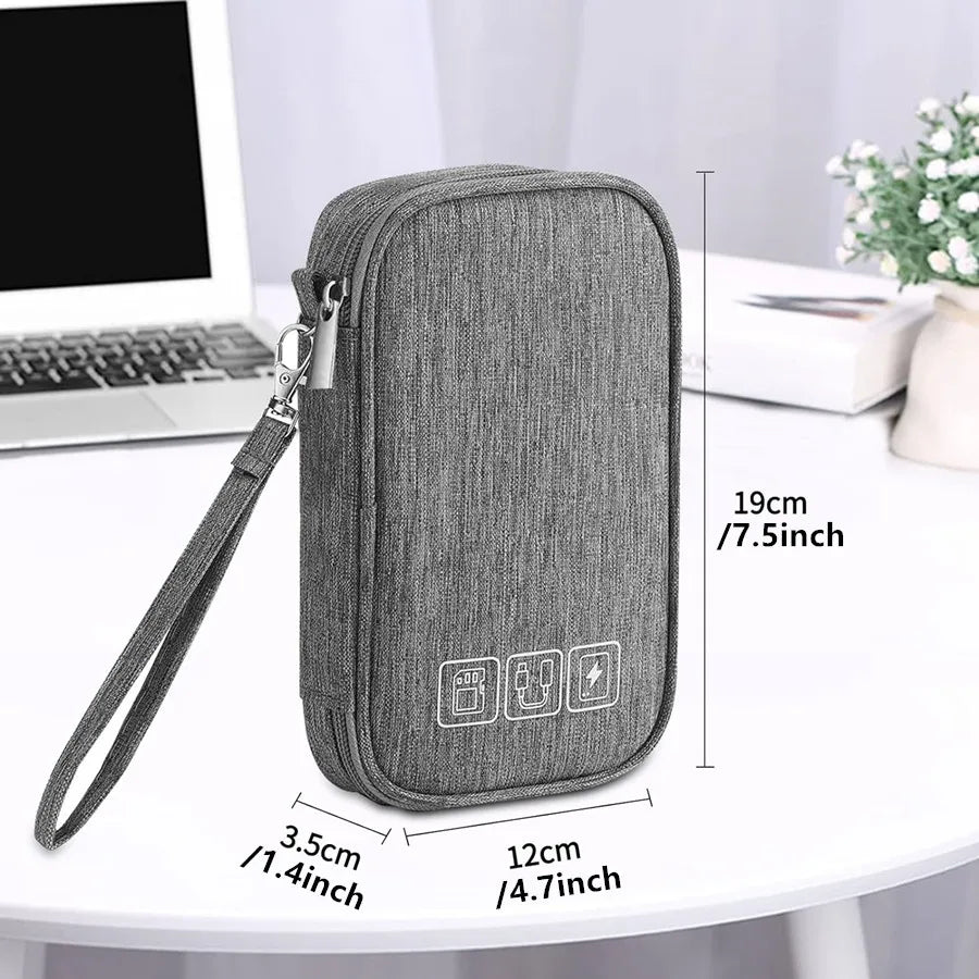 Portable Digital Storage Bag USB Gadget Waterproof Cable Organizer Pouch Electronics Devices Accessories Pack Supplies