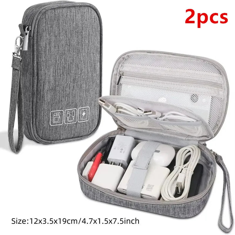 Portable Digital Storage Bag USB Gadget Waterproof Cable Organizer Pouch Electronics Devices Accessories Pack Supplies