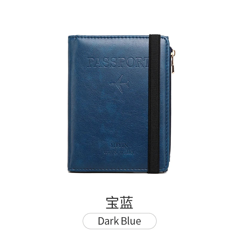 Women Men RFID Vintage Business Passport Covers Holder Multi-Function ID Bank Card PU Leather Wallet Case Travel Accessories