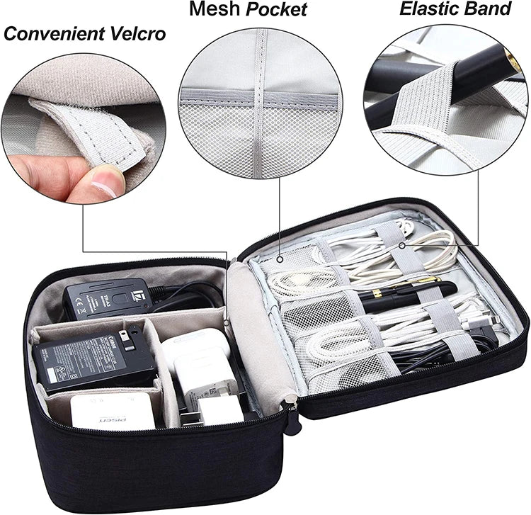Portable Digital Storage Bag USB Gadget Waterproof Cable Organizer Pouch Electronics Devices Accessories Pack Supplies