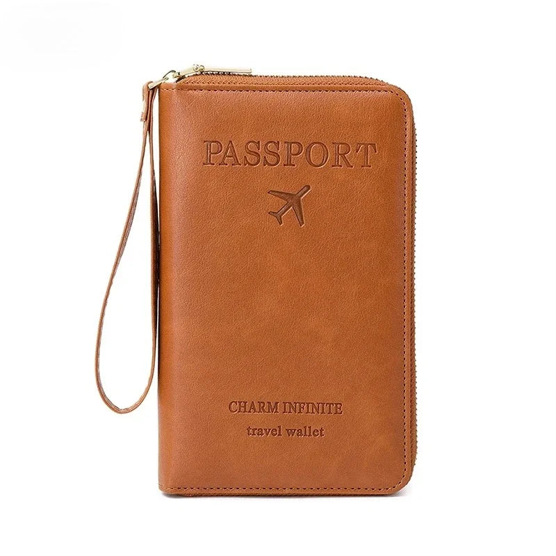 Travel Wallet Passport Holder Ticket Holder, Credit Card Case, Multi-functional Zippered Wallet with Wrist Strap