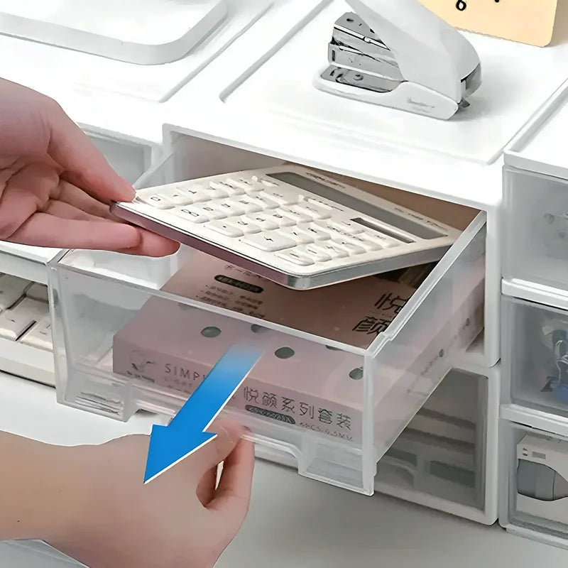 Desktop Storage Box Drawer Stationery Organizer Stackable Storage Locker Dresser Wardrobe Clothing Organizers Makeup Sorting Box