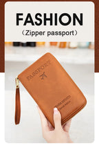 Travel Wallet Passport Holder Ticket Holder, Credit Card Case, Multi-functional Zippered Wallet with Wrist Strap