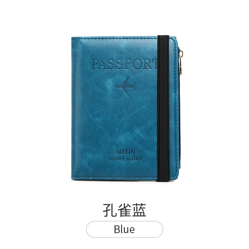 Women Men RFID Vintage Business Passport Covers Holder Multi-Function ID Bank Card PU Leather Wallet Case Travel Accessories