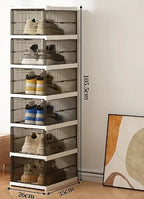 Dustproof 1/3/6 Layers Foldable Shoes Box Stackable Transparent Thickened Plastic Bins Sneaker Shoe Organizer Cabinet Organizers