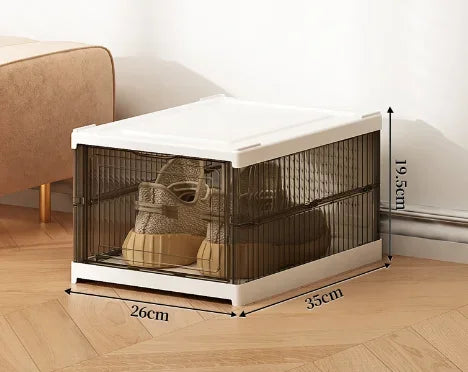 Dustproof 1/3/6 Layers Foldable Shoes Box Stackable Transparent Thickened Plastic Bins Sneaker Shoe Organizer Cabinet Organizers