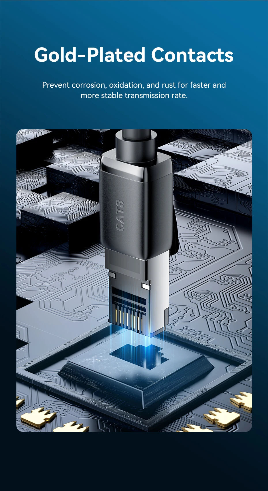 Vention CAT8 Ethernet Cable 40Gbps 2000MHz CAT 8 Networking High Speed Internet Lan Cord for PC Laptops PS5 4 Router RJ45 Cable