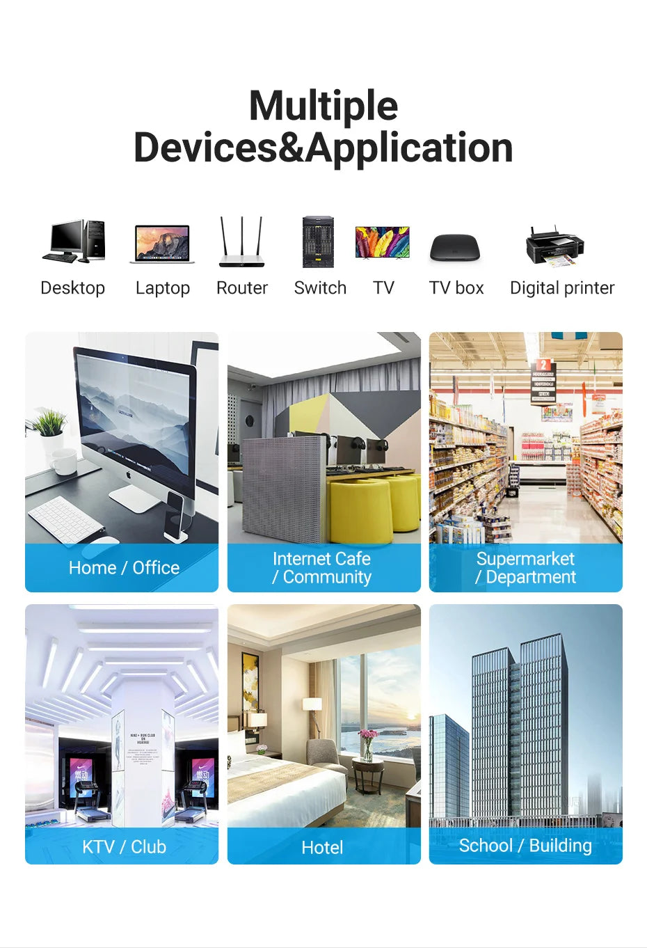 Vention CAT8 Ethernet Cable 40Gbps 2000MHz CAT 8 Networking Cotton Braided Internet Lan Cord for Laptops PS 5 Router RJ45 Cable