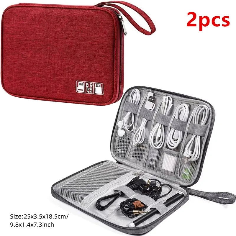 Portable Digital Storage Bag USB Gadget Waterproof Cable Organizer Pouch Electronics Devices Accessories Pack Supplies