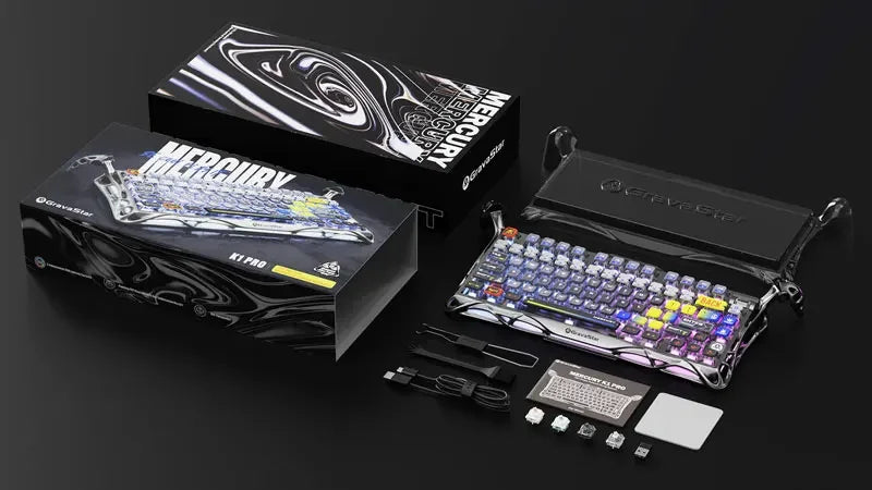 Gravastar K1 Mechanical Keyboard Bluetooth Wireless Aluminium Alloy Tri-Mode RGB Light E-sports Gaming Keyboard PC Accessories