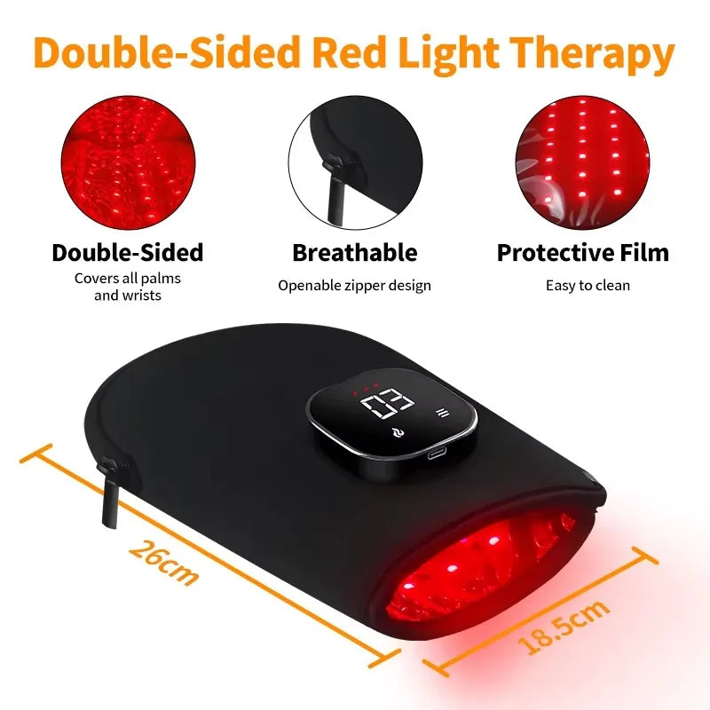 Red Light Therapy for Hand Pain Relief with 660nm Red & 850nm Infrared Light,Rechargeable LED Near Infrared Light Therapy Glove