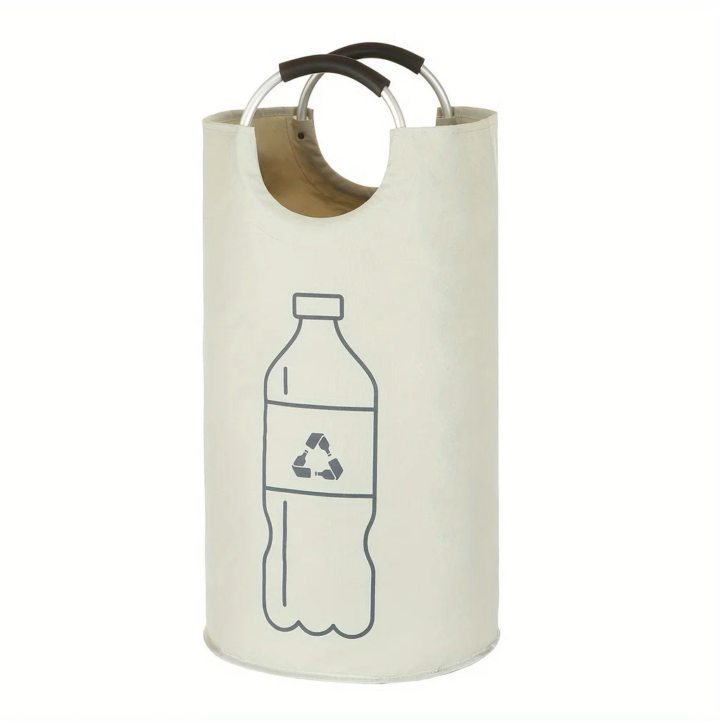 82L Empty Bottle Storage Basket Folding Kitchen Wastewater Bottle Collector Bag with Aluminum Handle Large Capacity Bin