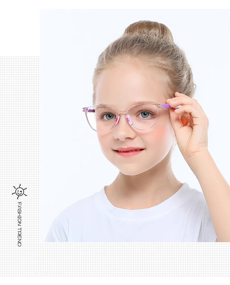 Blue Light Blocking Glasses for Kids Computer Glasses TR90 Frame Clear Lens Girl Boy Video Gaming Children Safety Eyewear