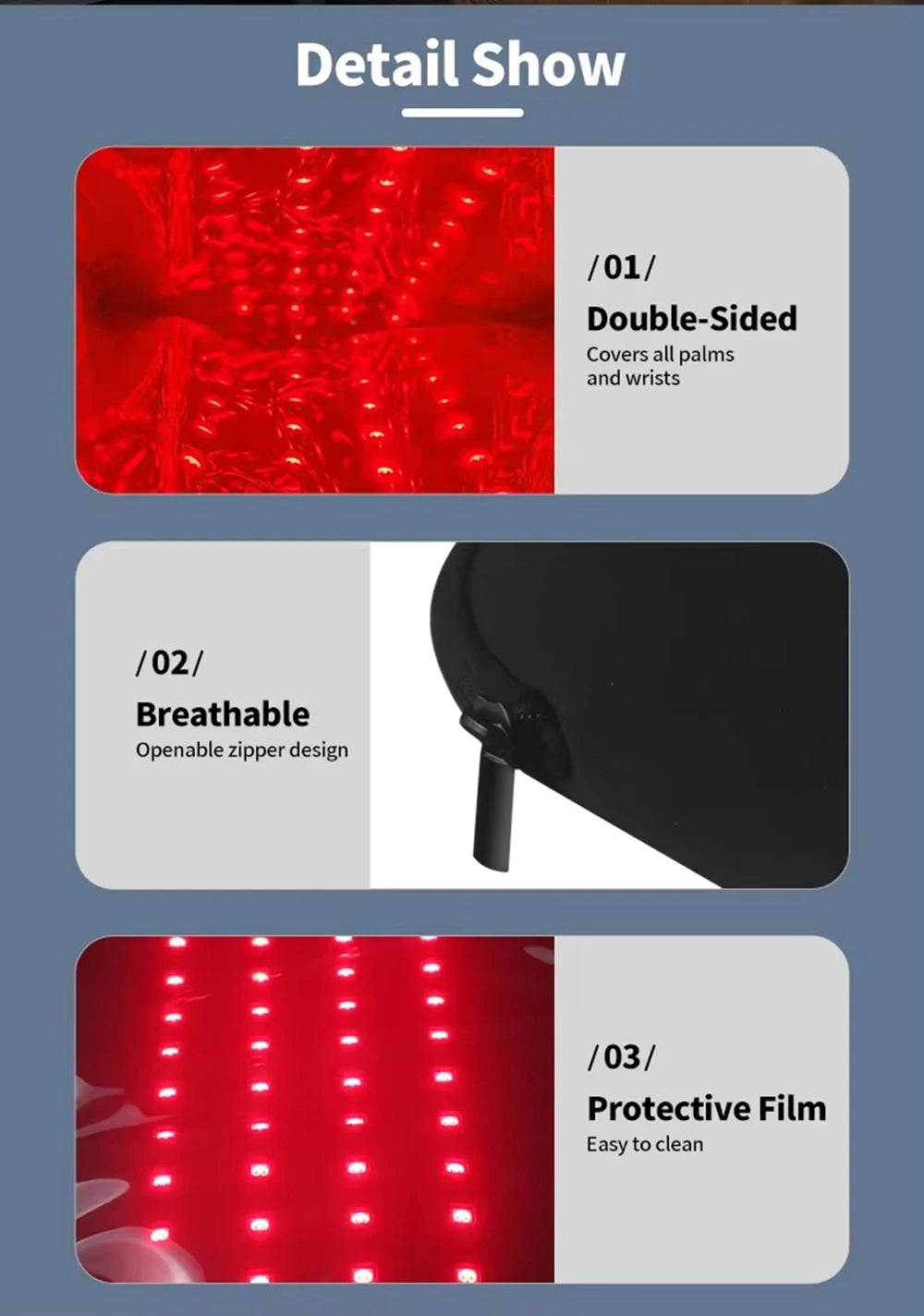 Red Light Therapy for Hand Pain Relief with 660nm Red & 850nm Infrared Light,Rechargeable LED Near Infrared Light Therapy Glove