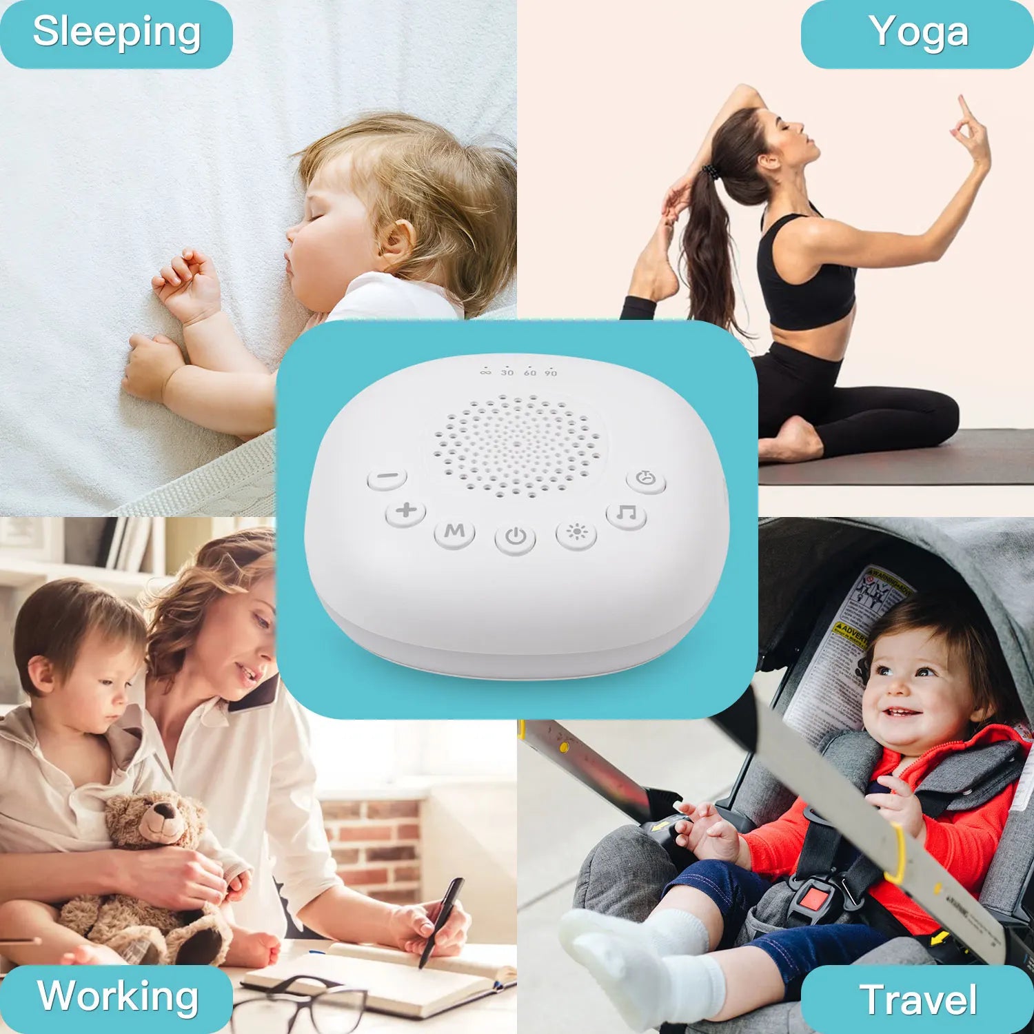 White Noise Sound Machine with 20 Soothing Sounds Sleep Aid for Babies Kids Adults  Rechargeable Night Light Newborn Gifts