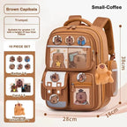 Capybara School Bag Waterproof Backpack Large Capacity Alleviate Burden Protecting Spine Widen Straps Backpack for Students Gift