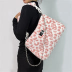 Women Plush Tote Bag with Crossbody/Handheld Carry Soft Striped Plush Exterior Cozy Handbag Shoulder Bag for Travel Everyday Use