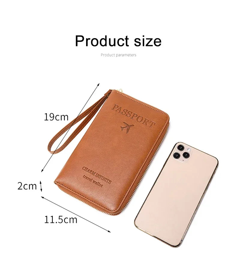Travel Wallet Passport Holder Ticket Holder, Credit Card Case, Multi-functional Zippered Wallet with Wrist Strap