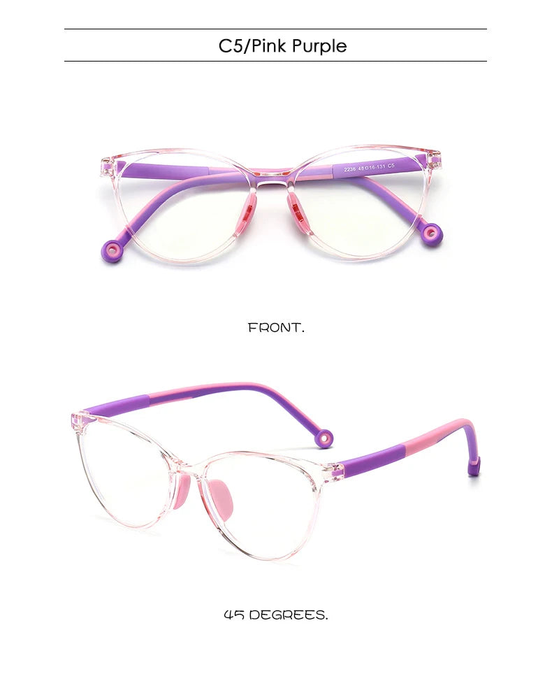 Blue Light Blocking Glasses for Kids Computer Glasses TR90 Frame Clear Lens Girl Boy Video Gaming Children Safety Eyewear
