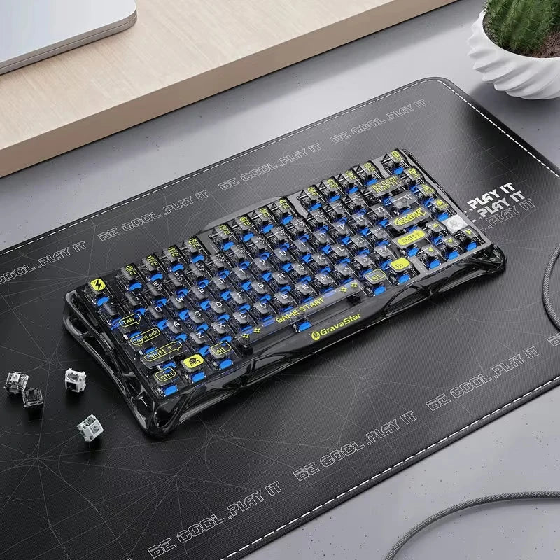 Gravastar K1 Mechanical Keyboard Bluetooth Wireless Aluminium Alloy Tri-Mode RGB Light E-sports Gaming Keyboard PC Accessories