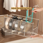 Transparent Plastic Belt Organizers and Detachable Compartments - Stylish Wardrobe Storage Boxes for Belts, Scarves and Ties