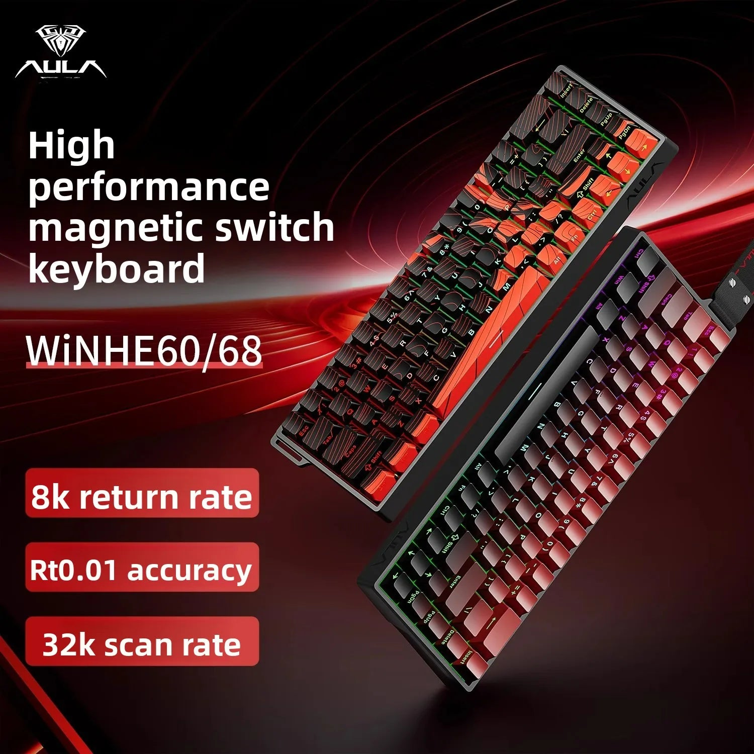 AULA WIN60 WIN68 HE Magnetic Keyboards Esports Rapid Trigger 8K Return RGB Hotswap Wired Gaming Mechanical Keyboard for Pc Gamer