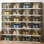 Dustproof 1/3/6 Layers Foldable Shoes Box Stackable Transparent Thickened Plastic Bins Sneaker Shoe Organizer Cabinet Organizers