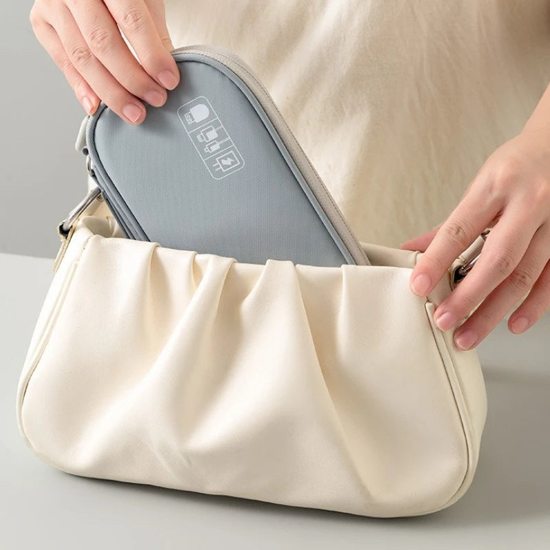 Portable Travel Accessories Organizer Pouch for Power Bank Phone Anti Shock Earbuds Case Handheld Small Electronics Storage Bag