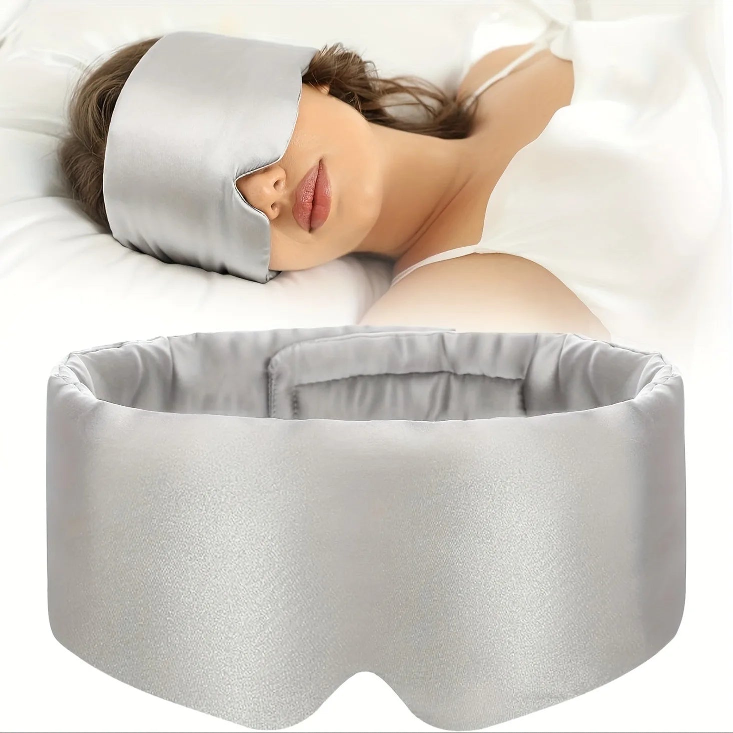 Silk Sleep Mask, Large Eye Cover for Sleeping, Comfortable and Pressure-Free Sleeping Masks for Women Men, Completely Blackout