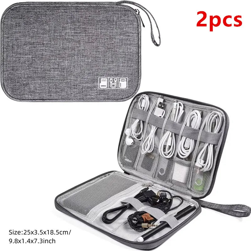 Portable Digital Storage Bag USB Gadget Waterproof Cable Organizer Pouch Electronics Devices Accessories Pack Supplies