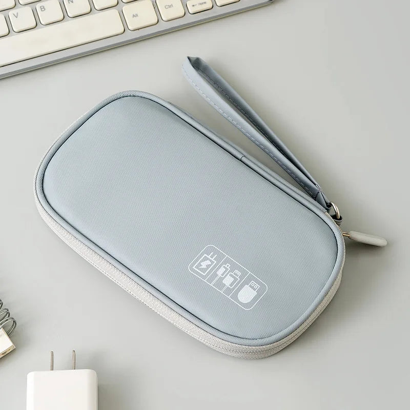 Portable Travel Accessories Organizer Pouch for Power Bank Phone Anti Shock Earbuds Case Handheld Small Electronics Storage Bag