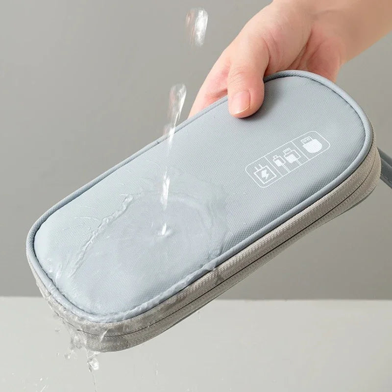Portable Travel Accessories Organizer Pouch for Power Bank Phone Anti Shock Earbuds Case Handheld Small Electronics Storage Bag