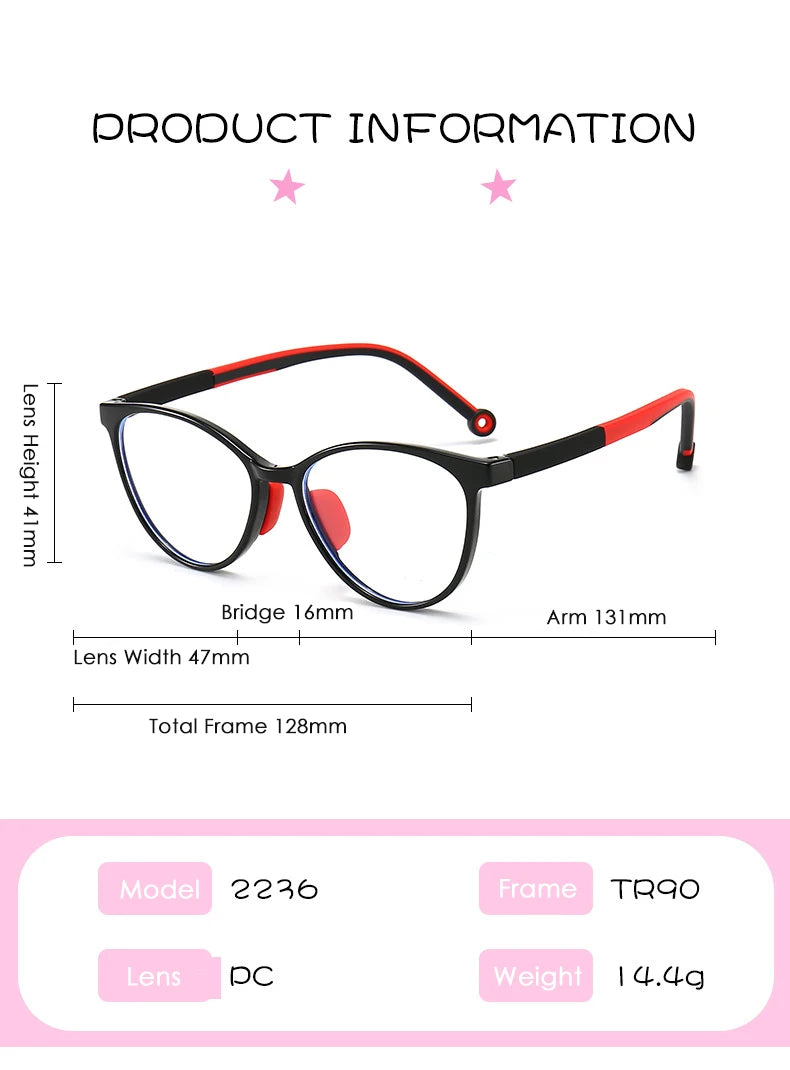 Blue Light Blocking Glasses for Kids Computer Glasses TR90 Frame Clear Lens Girl Boy Video Gaming Children Safety Eyewear