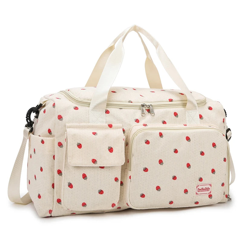 Corduroy Travel Tote Bag Large Capacity Carry On Travel Bag With Shoe Compartment Sports Fitness Bags For Women Duffle Bags