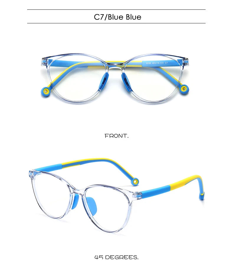 Blue Light Blocking Glasses for Kids Computer Glasses TR90 Frame Clear Lens Girl Boy Video Gaming Children Safety Eyewear